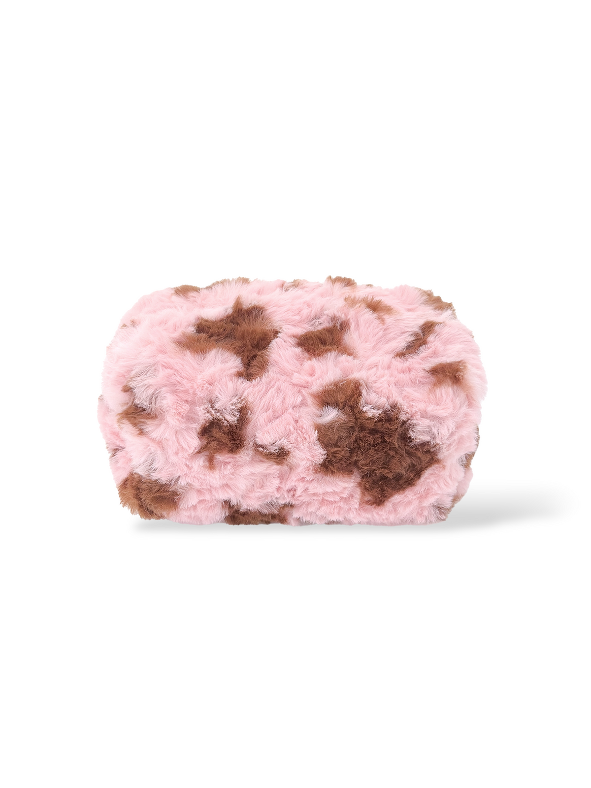 Plush Beauty Bag Pink Beige – Fluffy Plush Polyester Makeup Bag | Rottique
