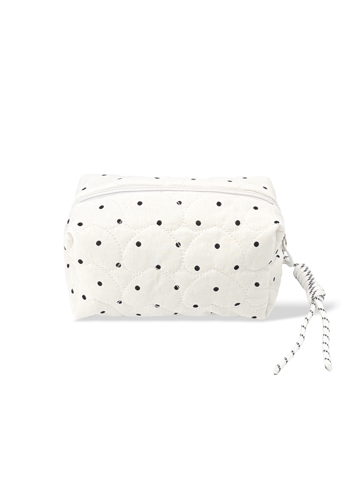 Polka Dot Beauty Bag – Polyester Heart-Quilted Makeup Bag 18x9x9cm | Rottique