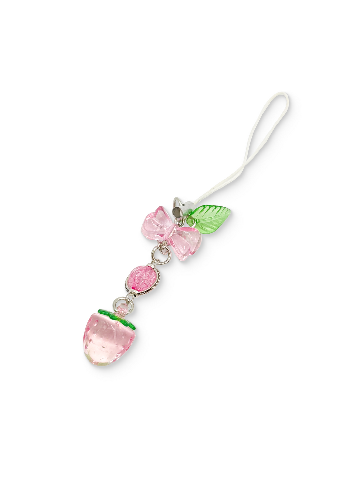 Strawberry Key Charm – Plastic Stainless Steel Bag Charm Pink | Rottique