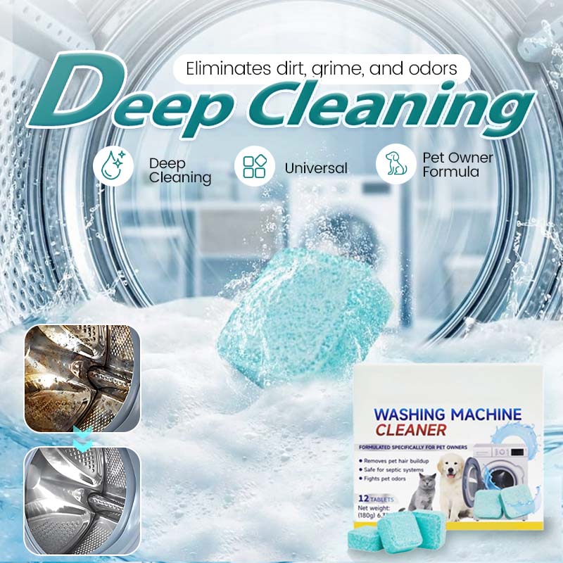 🏆 Last Day Special Price $9.99 ! 🔥Buy 2 Get 1 Free🎁Washing Machine Cleaner – 12 tablets, deep cleans inner tank & pet hair. 🧼